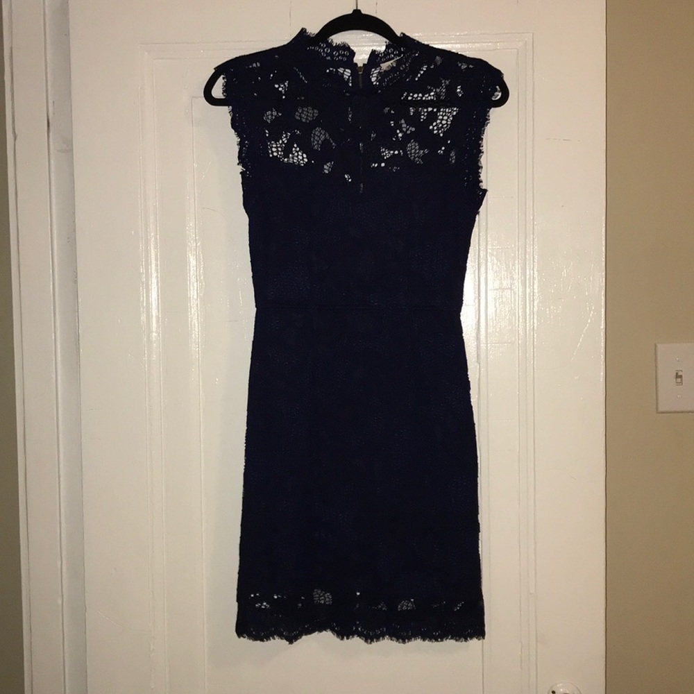 Navy lace mini dress